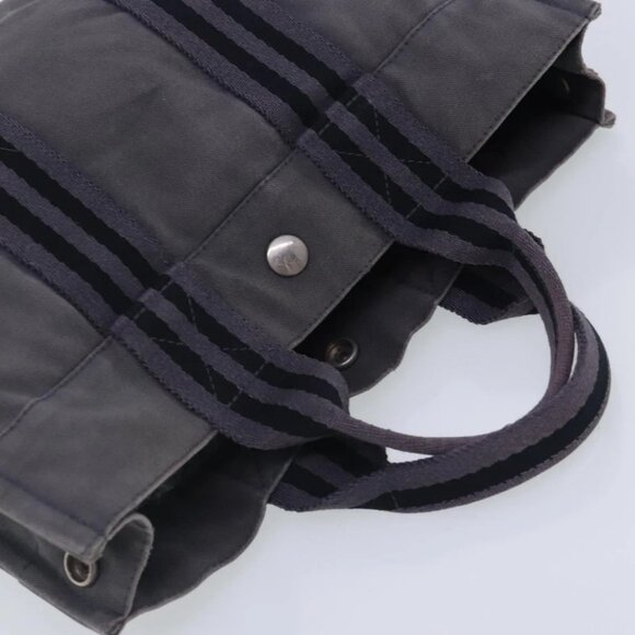 HERMES Fourre Tout PM Tote Bag Canvas Gray Silver Auth ti2154 - Picture 15 of 16